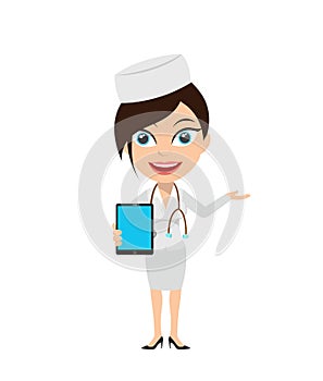 Nurse - Presenting a Tablet with blank screen