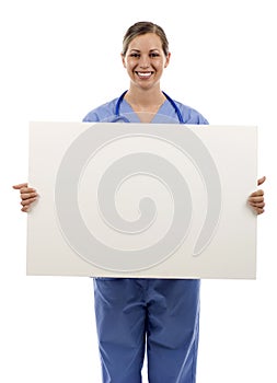 Nurse with Sign