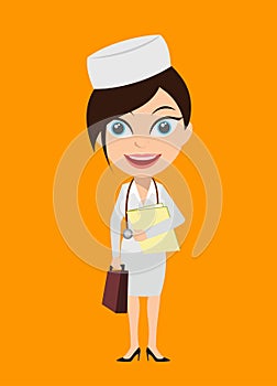 Nurse - Standing with File and Briefcase