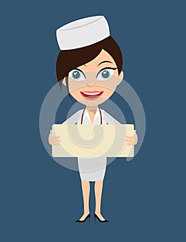 Nurse - Standing with Message Board