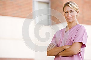 Nurse Standing Outside A Hospital