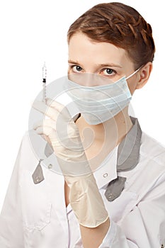 Nurse in sterile gloves