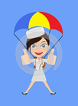 Nurse - Successful Landing with Parachute