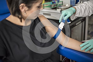 Blood sample and medical examination photo