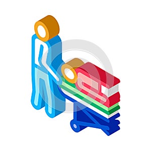 Nurse takes patient on gurney isometric icon vector illustration