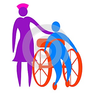 Nurse taking care of disabled person