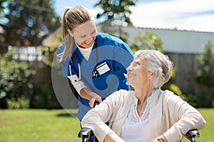 Nurse take care of senior patient photo