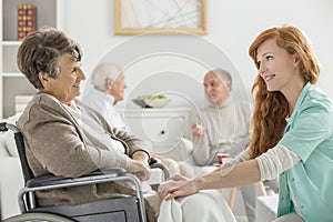 Nurse taking care of woman