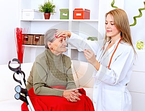 Nurse taking temperature