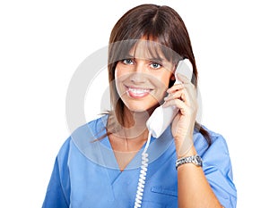 Nurse with telephone