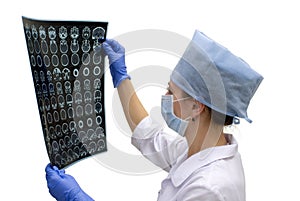 Nurse with tomogram photo