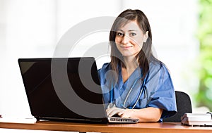 Nurse using a laptop