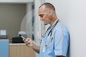 Nurse using phone