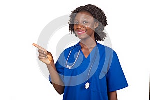 Nurse woman with hand gesture