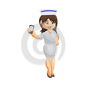 Nurse Woman hospital character clothes healthcare mascot Hold Phone