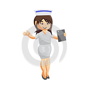 Nurse Woman hospital character clothes healthcare mascot Hold Phone Tablet