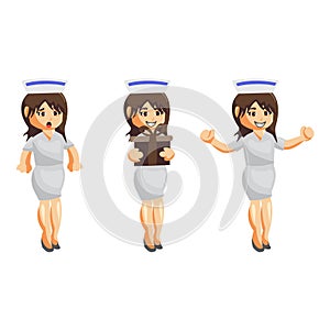 Nurse Woman hospital character clothes healthcare mascot Set