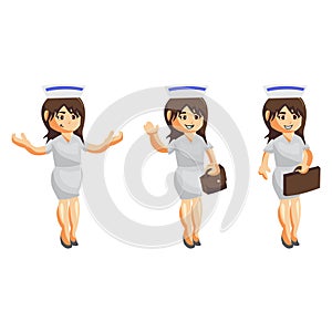 Nurse Woman hospital character clothes healthcare mascot Set