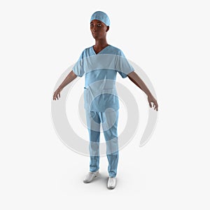 Nurse or young doctor standing in full body isolated on white. 3D illustration
