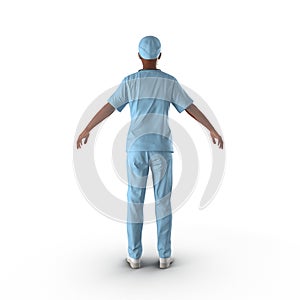 Nurse or young doctor standing in full body isolated on white. 3D illustration