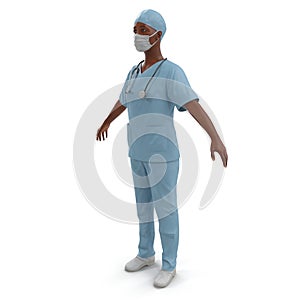 Nurse or young doctor standing in full body isolated on white. 3D illustration