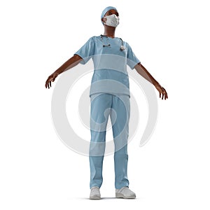 Nurse or young doctor standing in full body isolated on white. 3D illustration