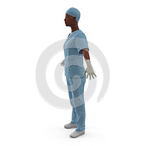 Nurse or young doctor standing in full body isolated on white. 3D illustration