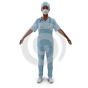 Nurse or young doctor standing in full body isolated on white. Front view. 3D illustration photo