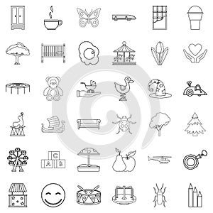 Nursemaid icons set, outline style photo