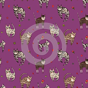 Nursery cute pattern of cartoon cats