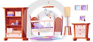 Nursery furniture set isolated on white background