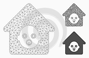 Nursery House Vector Mesh Wire Frame Model and Triangle Mosaic Icon