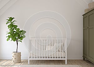 Nursery interior in scandinavian style. 3d render