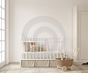 Nursery interior in scandinavian style. 3d render