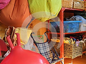 A nursery playschool equipment cupboard storeroom