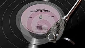Nursery Rhymes Vinyl On Vintage Turntable photo