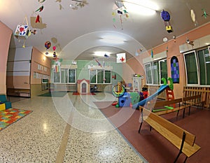 Nursery room used as a games room without children