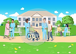 Nurses take care of the elderly in a nursing home