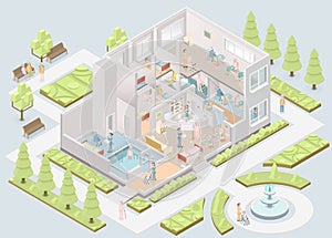 Nursing home. Assisted-living facility. Vector