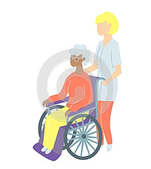 Nursing home. Care for people with disabilities and oldster. Carers and social workers photo