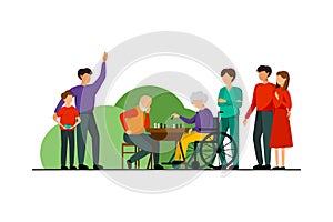 Nursing Home Characters Flat Composition