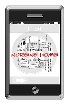 Nursing Home Word Cloud Concept on Touchscreen Phone