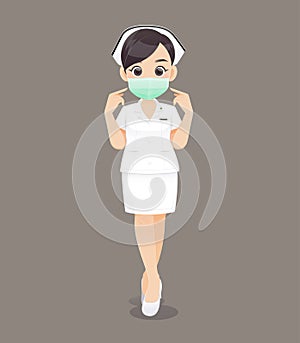 Nursing wears a protective mask