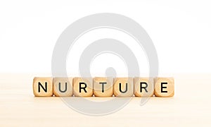 Nurture word on wooden blocks