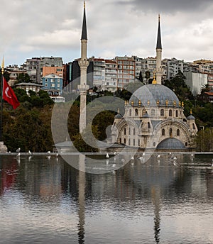 Nusretiye imperial Ottoman Mosque top view, Istanbul