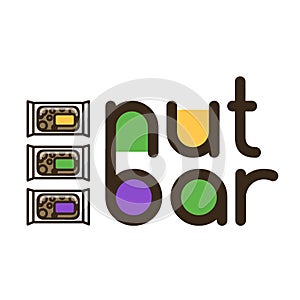 Nut bar logotype with three nut snacks
