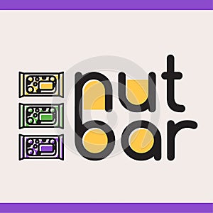 Nut bar logotype with three nut snacks