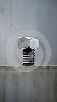 Nut and Bolt Anchored in a Solid Concrete Block. Generative ai