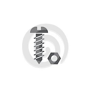 Nut and bolt vector icon symbol isolated on white background