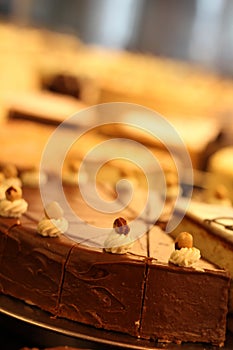 Nut cake with chocolate glazing